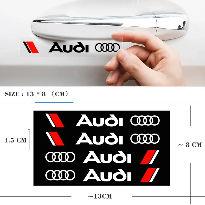 

2025 4 шт. наклейки на дверные ручки автомобиля, виниловые наклейки на кузов, аксессуары для Audi A6 Q7 A7 S3 A8 A3 RS5 A1 A5 A4 B8 Q5 Q3 TT Q2