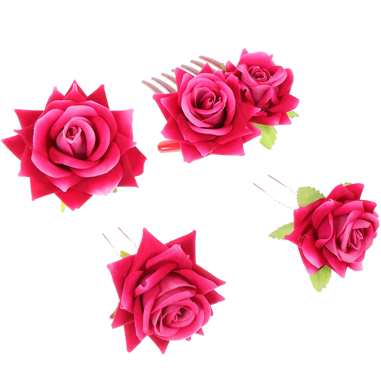 

4 Pcs Hair Accessories Simulated Flower Clips for Wedding Party Bright Fabric Pins Hairpins Barrettes Hair Barrettes