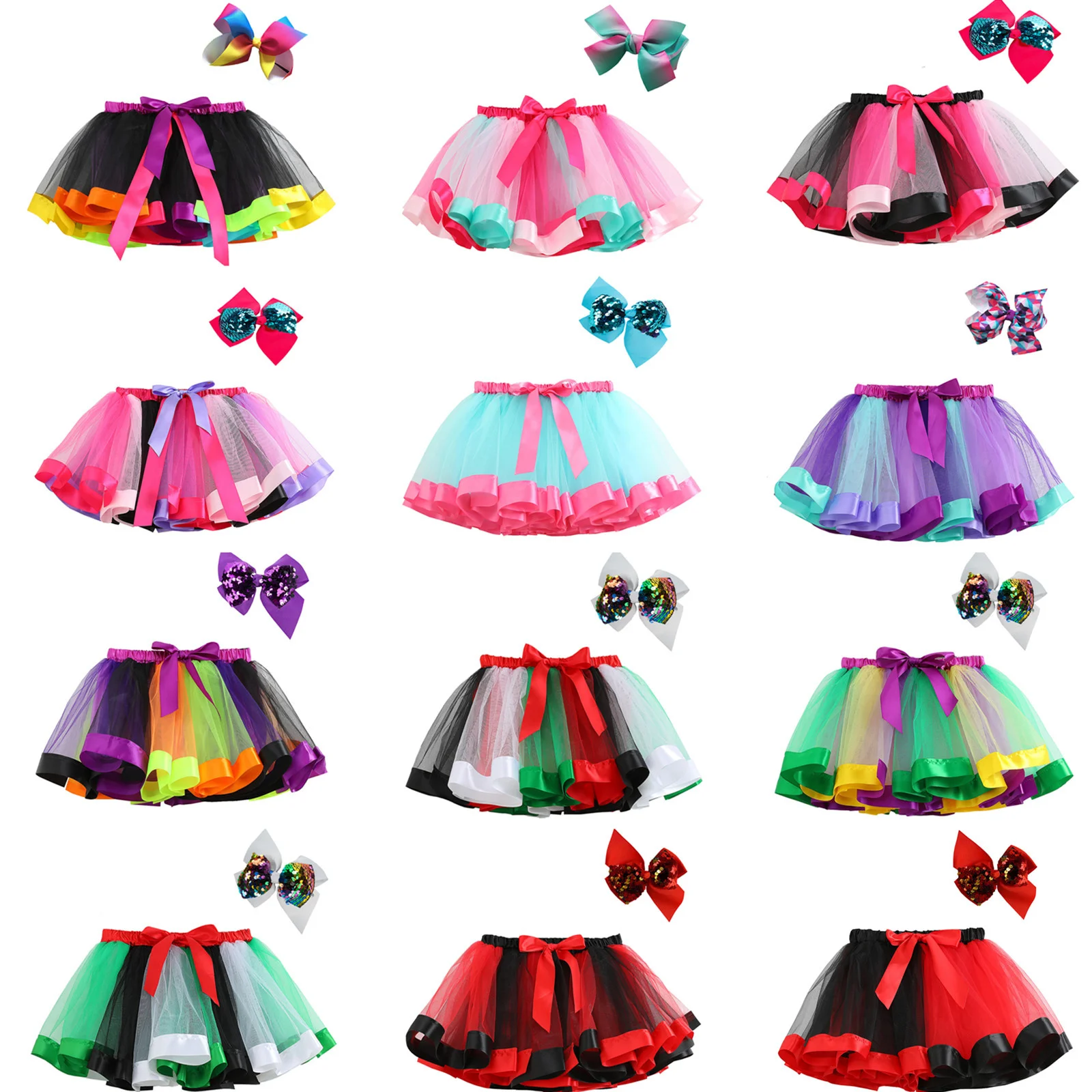 Kids Tutu Skirt Infant Girls Colorful Rainbow Tulle Skirt Princess Mini Dress Children Clothing Pettiskirt Toddler Cloth