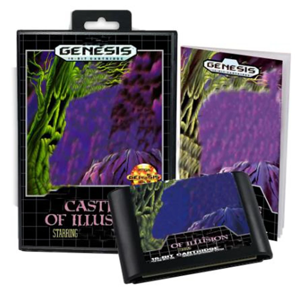 Castled Of Illusiones Game Starring MickeyMouses with Box and Manual for 16 Bit Sega MD Game Cartridge Megadrive Genesis System