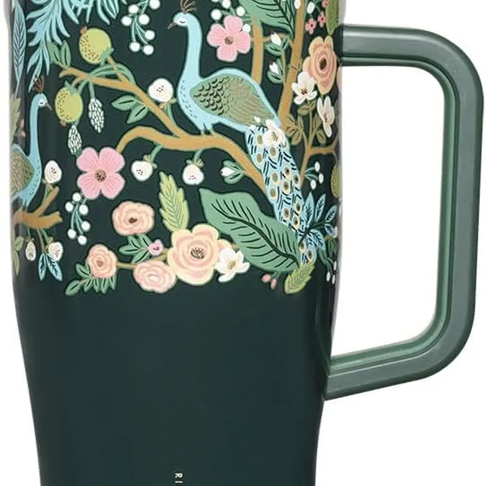 

Тройной изолированный, герметичный стакан с ручкой и соломинкой, без бисфенола А, синий павлин 22 унции — идеально подходит для летних напитков