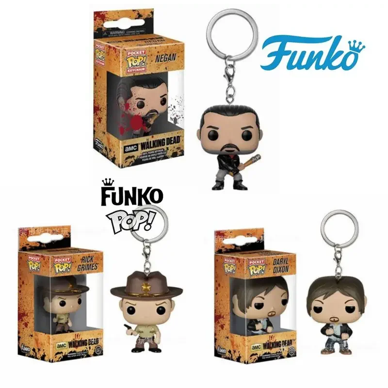 FUNKO POP Walking Dead Daryl Dixon Rick Grimes AMC Pocket Pop Keychain Action Figure Toys For Children Christmas Gift