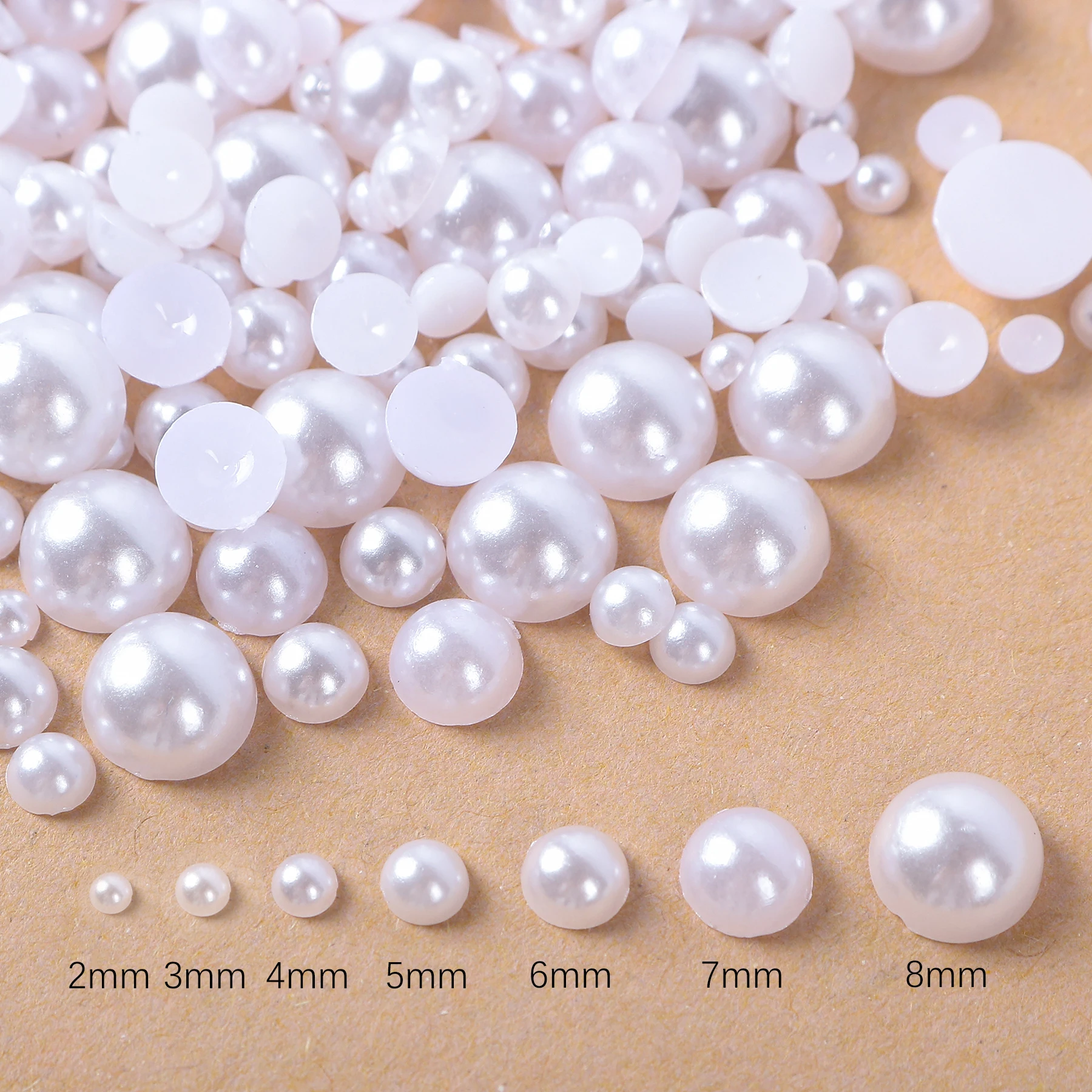 2-25mm Cream And White Imitation Pearl Flat Back Half Round Pearl Beads Nail Art Craft Stone Beads For DIY Making Decoration