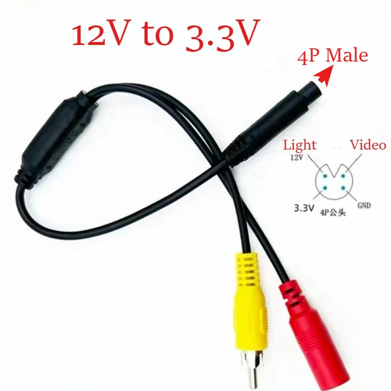 Image of 4-poliger Kabeladapter 12V auf 3,3V AV Stecker auf DC Buchse für Autokamera und Fahrzeugrekorder