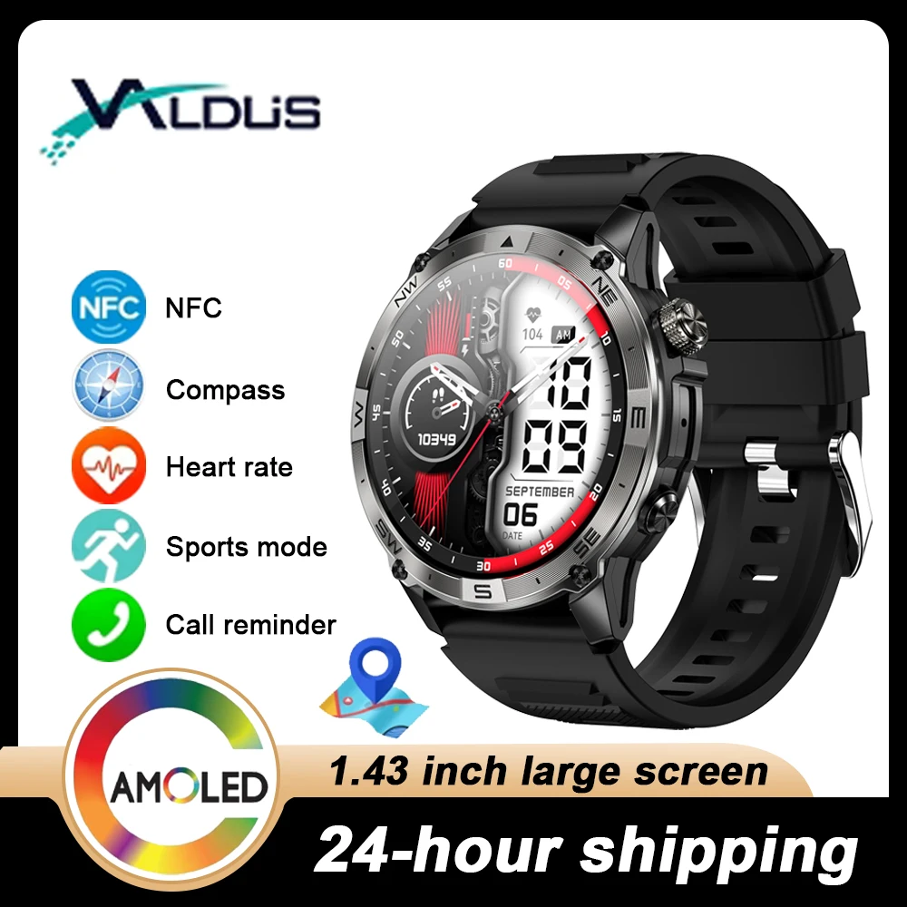 VALDUS 2024 New VG40 Pro Smartwatch GPS Compass NFC Bluetooth Call Heart Rate Detection Voice Control Altitude AMOLED Smartwatch