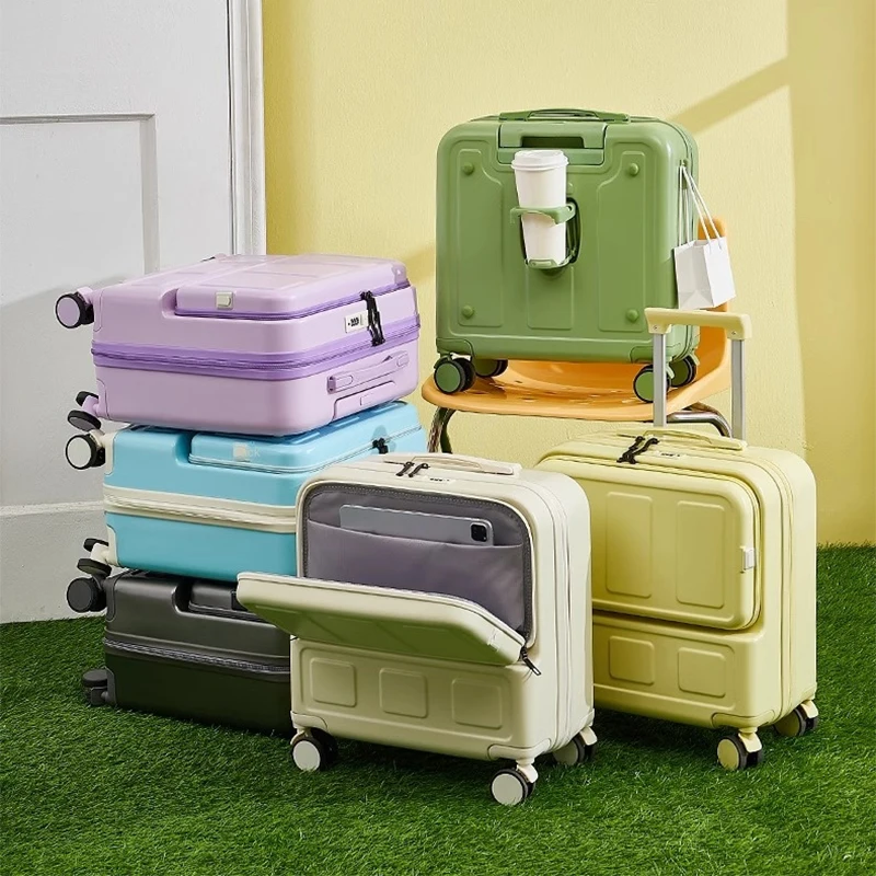 

Luggage Zipper Model 18-inch Cabin Maleta Small 20-inch Trolley Suitcase Silent Spinner Wheel Ultra-light and Portable