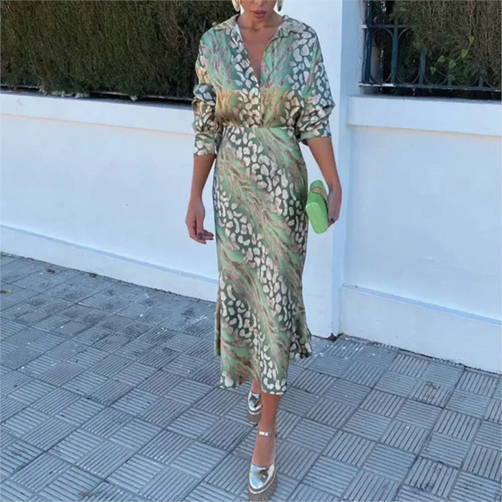 

2 Piece Set Fashion Printed Shirt Skirt Women Spring Autumn New Slim Hips Hugging Elegant Long-sleeved Cardigan Skirt Set Female