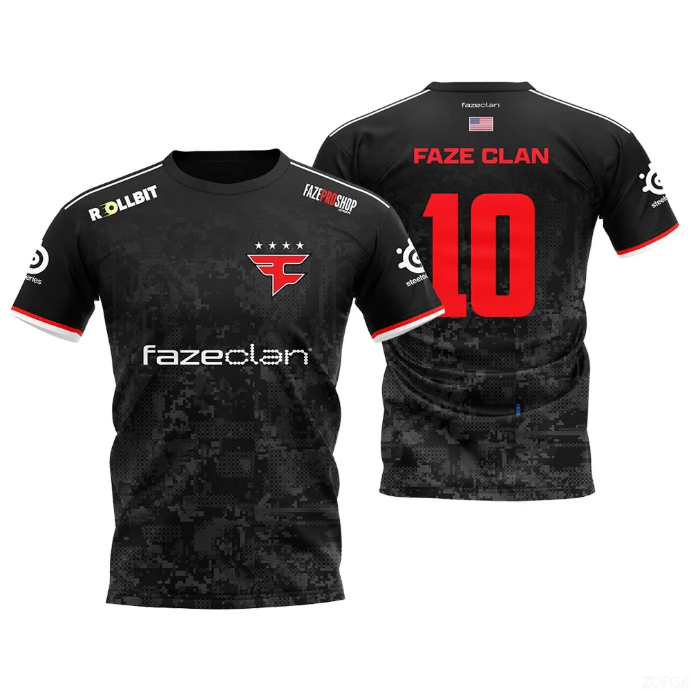 

2025 Faze Esports Club Uniform, летние дышащие мужские и женские футболки с короткими рукавами, тренировочный трикотаж CSGO, повседневные топы с круглым вырезом