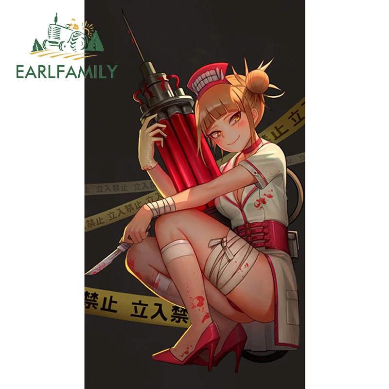 

EARLFAMILY 13cm Himiko Toga Nurse Dress Car Stickers Sexy Anime RV Auto Body Windows Decals Creative Caravan Racing Trunk Decor