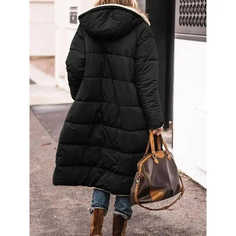 Women's Winter Hooded Quilted Jacket Reversible Regular Thickness down Jacket with Other Functions for Spring Season