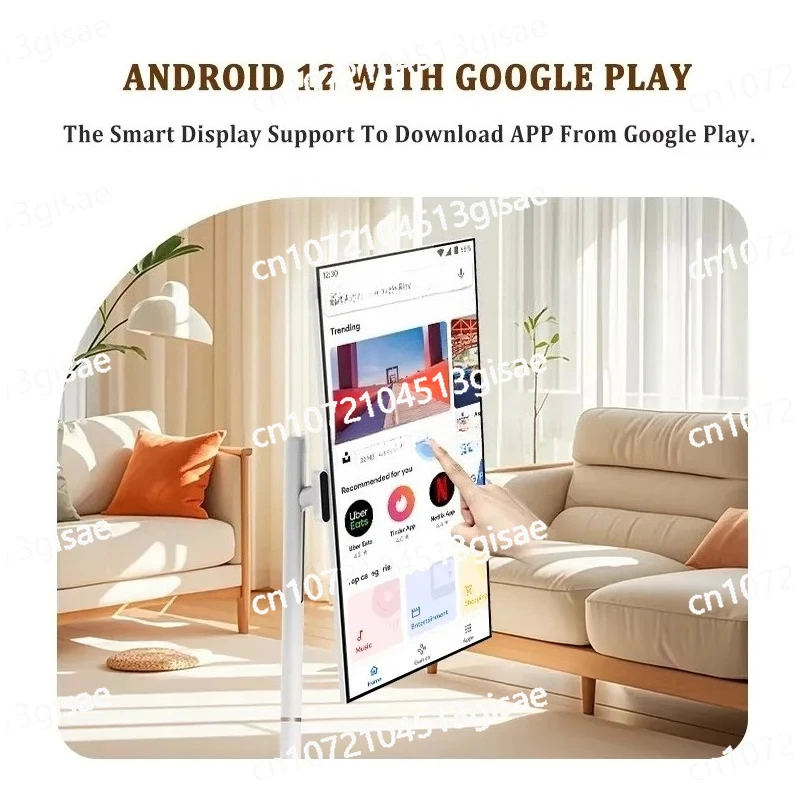 32 Inch Movable TV Capacitive  Smart Portable Full HD LED Backlit Android Display Digital Signage White Wheeled  Touch Screen view 5