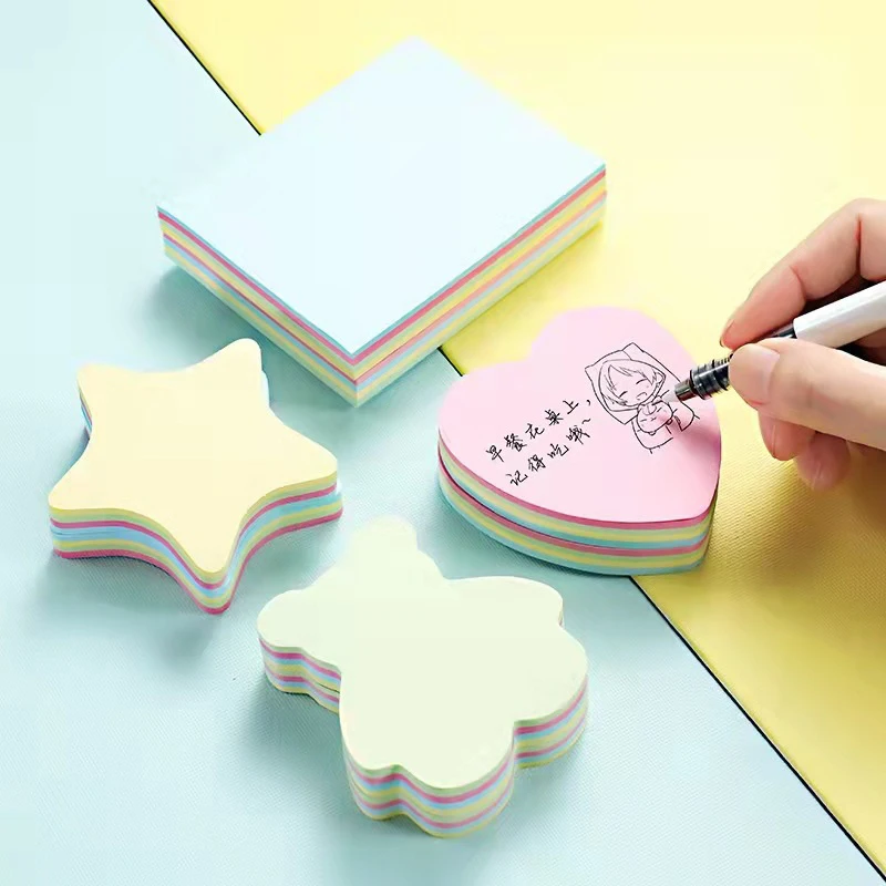 100Pcs Special-shaped Sticky Notes Self-adhesive Bookmarks Memo Pad Kawaii Stickers Creativity Cute Notepad Stickers Stationery