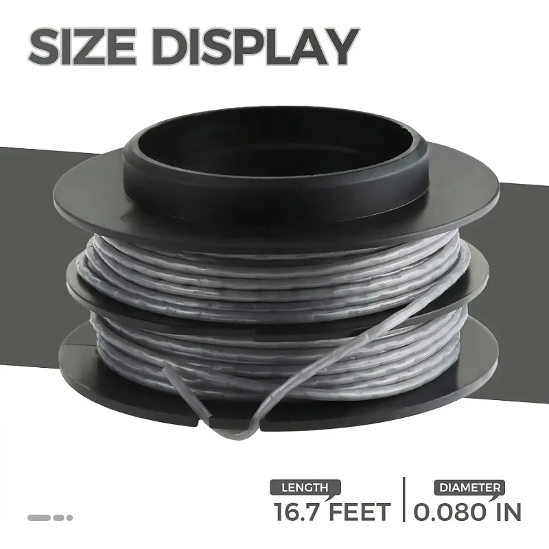 8pcs String Trimmer Spool & Nylon Line 5.1M fit 080-Inch 80V for Greenworks SB00L00 ST60V ST60V-T0 2901619 2906302 Replacement