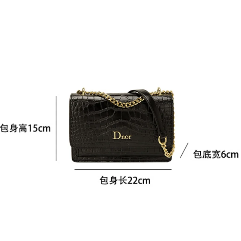 2024 Women\'s New Crocodile Fashion Chain Underarm Bag Single Shoulder Crossbody Small Square Bag Coin Purse