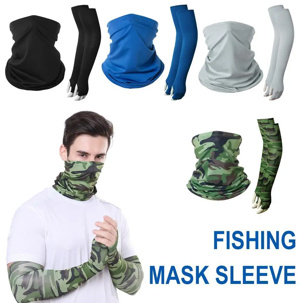 1set Outdoor Men Fishing Arm Cover Sleeves Cuff Sun Protection Ice Silk Breathable Cycling Sport Fishing Soft Sleeves