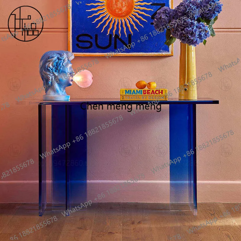 

Acrylic blue gradient entryway table, corridor ultra-narrow, modern and simple end viewing platform