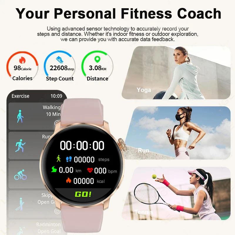 2025New Women's AI Smart Diagnosis Smart Watch HRV+PPG Blood Pressure & Oxygen Monitor IP68 Waterproof NFC Smartwatch for Xiaomi