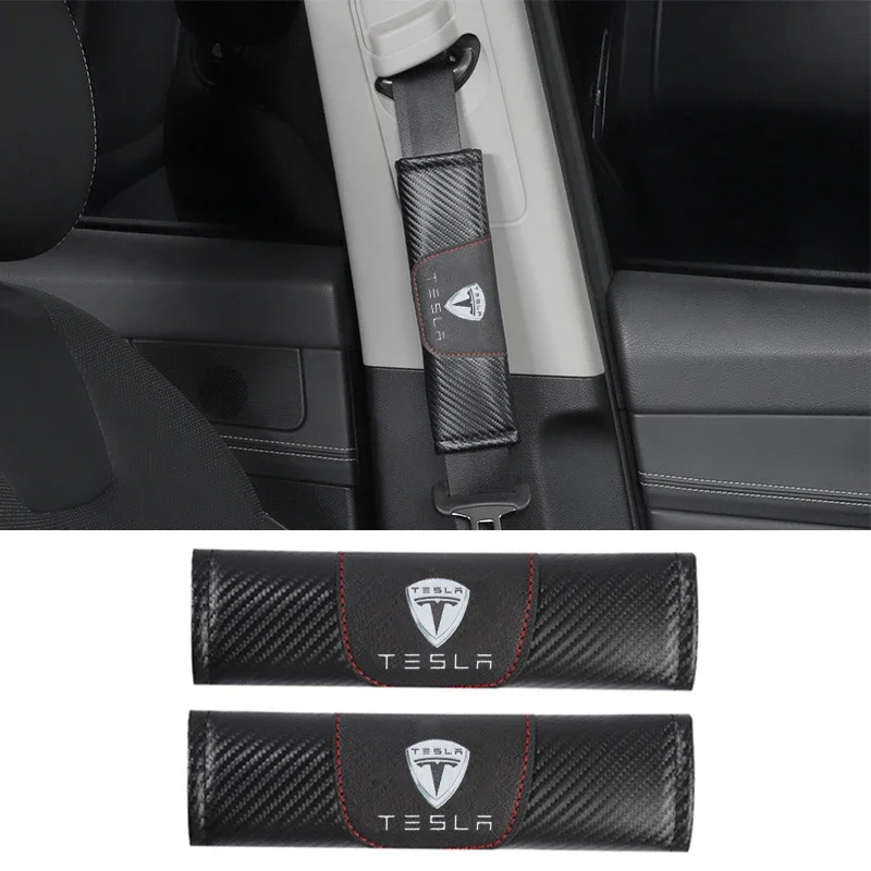 

Car Seat Belt Shoulder Protection Strap for Tesla Model S X 3 Y P90D P100D Roadster Cybertruck Carbon Fiber Pattern Accessories