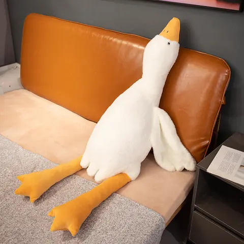 Lindo juguete de peluche con forma de ganso blanco grande, almohada se puede utilizar como decoración del hogar o como figura de acción.