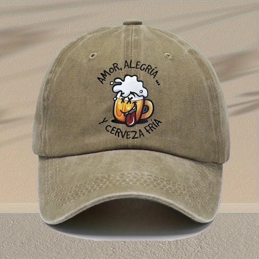 Retro-Baseballkappe mit Bierglasmuster, verstellbar, leicht, lässig, geeignet für Geschenke oder den täglichen Gebrauch,