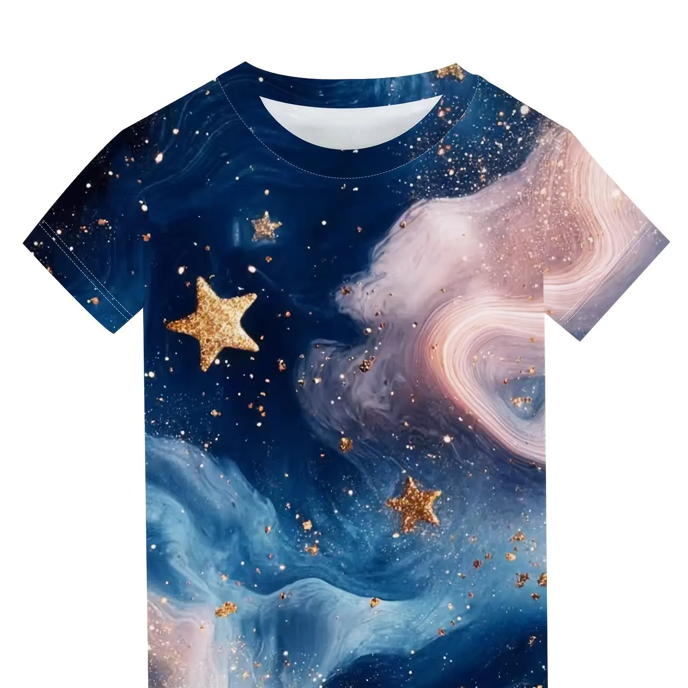 

Children's Clothing Girl T-Shirt Short Sleeve Colorful Starry Sky Print Kids Summer Clothes Casual Cute Girl Clothes Child Tops