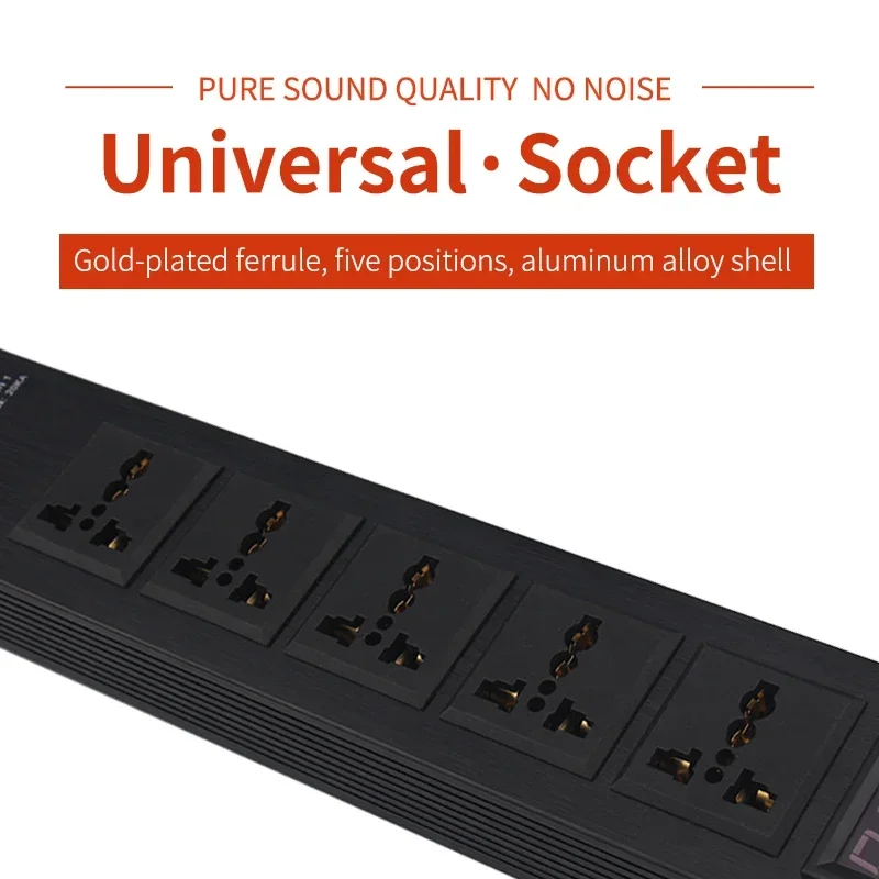 Hifi-Audio-Adapter aus Aluminium legierung Leistungs filter Überlast schutz 5-Loch-Verstärker Universal-Steckdose