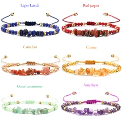 Bohemian Crystal Crushed Stone Handmade Bracelet Couple Friendship Fashion Simple Stone Beads Braided Bracelet Jewelry