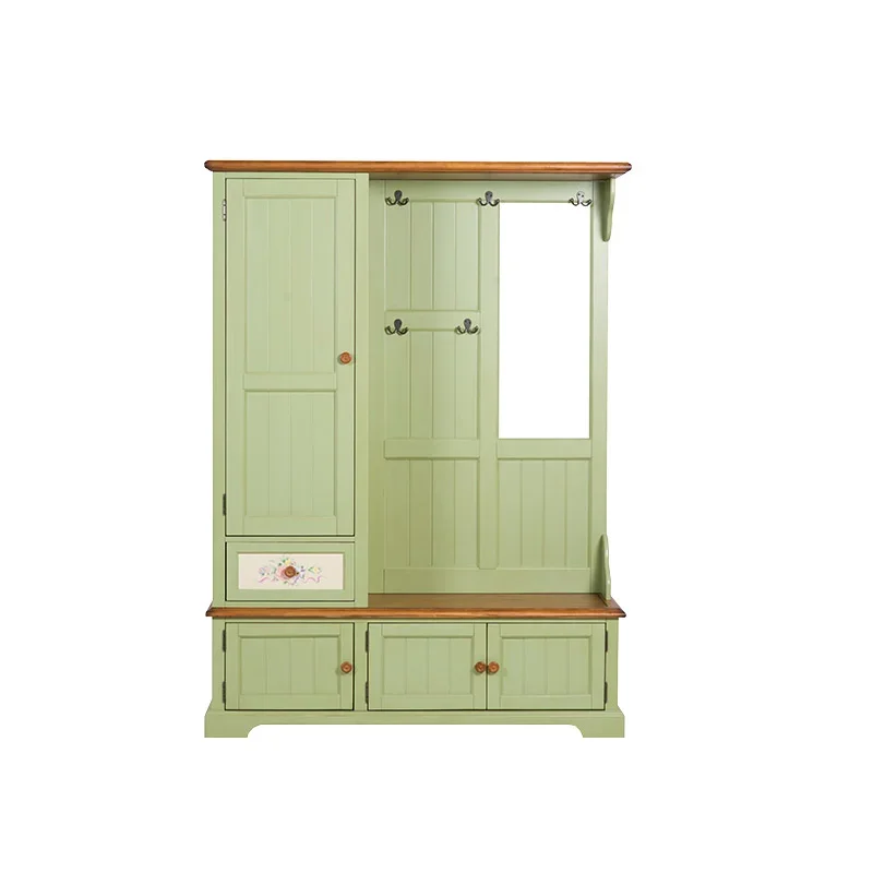 solid wood porch Mediterranean partition foyer side cabinet European living room locker furniture combination