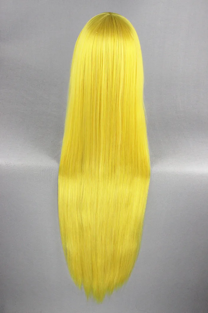 Xiu Dan Uniwersalna Długa Prosta Peruka Cosplay 100cm Cytrynowożółta 035S