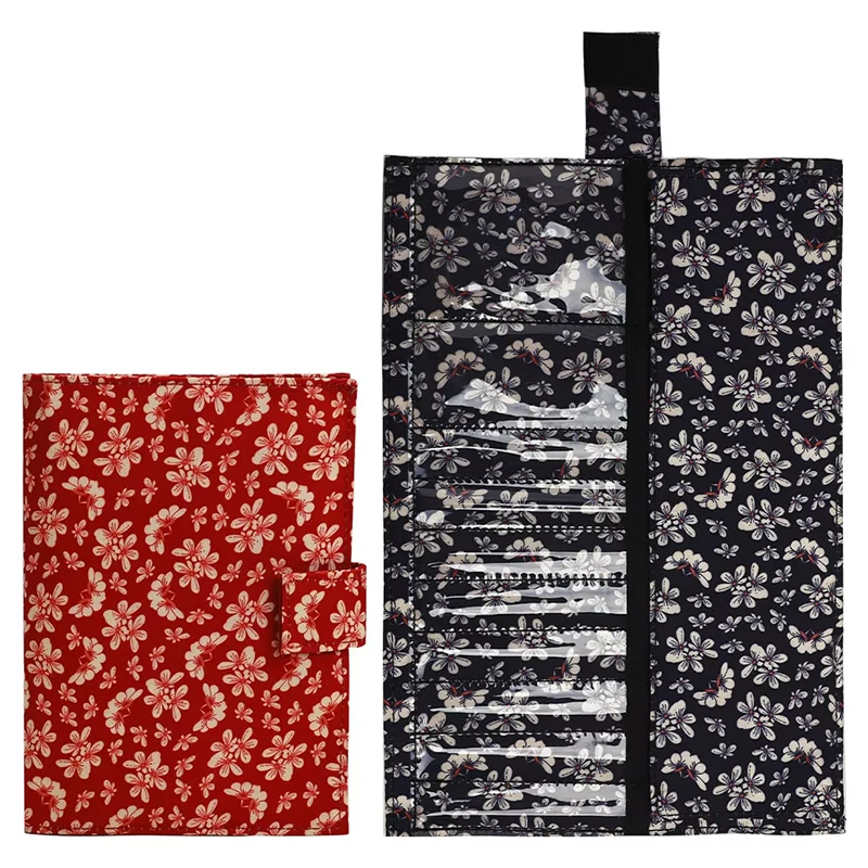 Cotton Tool Storage Bag Knitting Needles Bag Red Organizer Bag for Crochet Hooks Knitting Bag Sewing Accessories Storage Bag