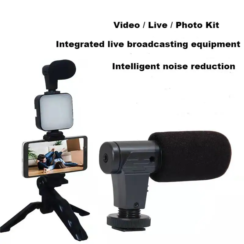 Smartphone Vlogging Kit With Tripod Phone Holder Mini Microphone LED Fill Light Starter For TikTok Live Stream Video YouTube