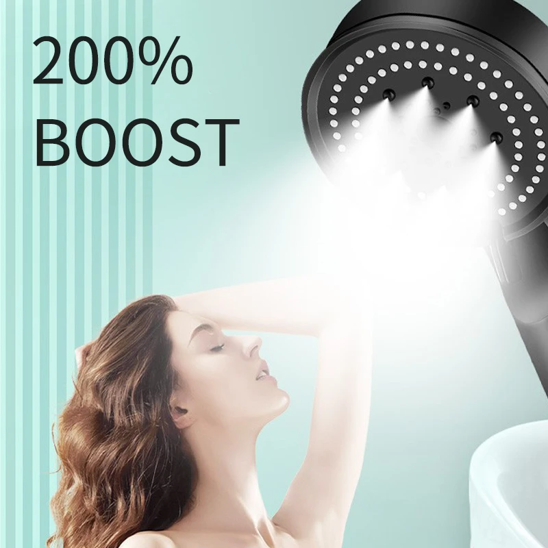 Shower Head Water Saving 5 Mode Adjustable High Pressure Silver/Grey/Black Shower Head Massage Eco Shower Bathroom Accessories