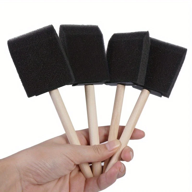 Sortiertes Schaumstoff-Pinselset mit Holzgriff - Leicht, Langlebig, Ideal für Acrylfarben, Beizen, Lacke, Bastelarbeiten