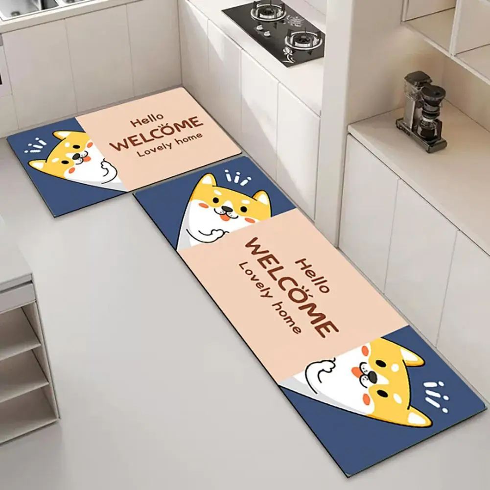 Non-slip Bathroom Rug Cartoon Printed Non-slip Floor Mat Versatile Washable Carpet for Kitchen Bathroom Room Bedroom Office Cafe