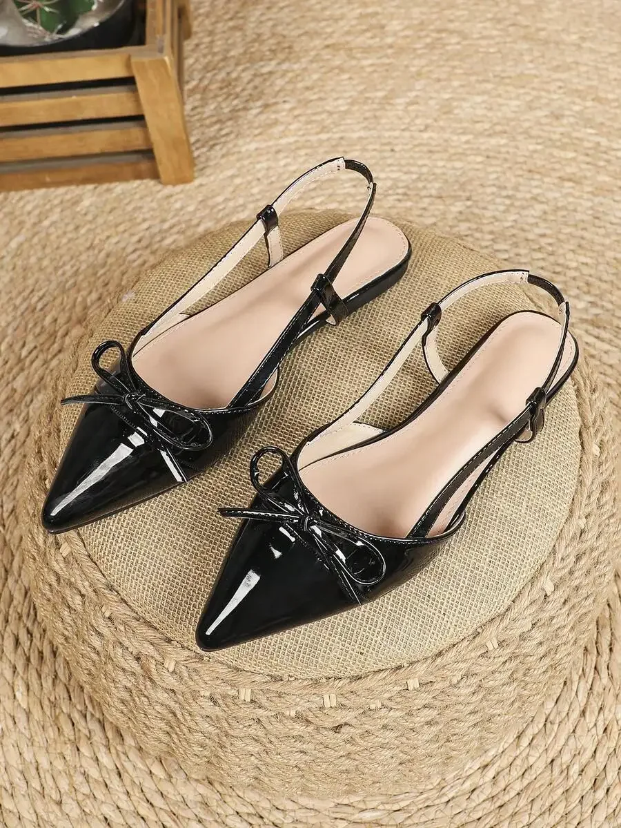 

Womens Pointed Toe Slingback Flats With Bow Knot Comfortable Casual Shoes