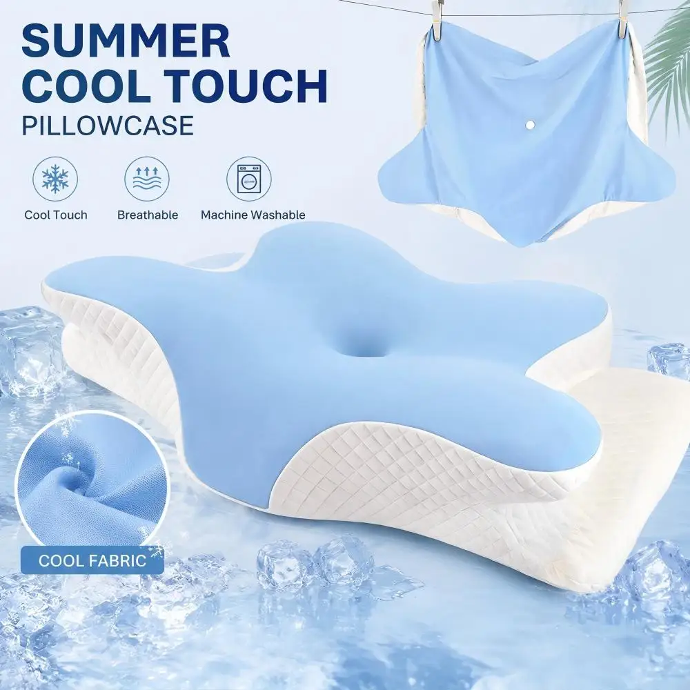 A Blue Cervical Pillowcase (standard Size Only), Comfortable and Breathable Cervical Pillowcase, Only Pillowcase, No Pillow