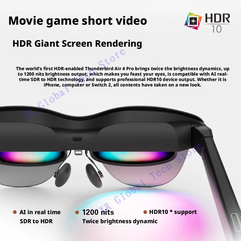 RayNeo Air 4 Pro Smart AR Glasses, Supports HDR10, 3840Hz, 4 Speakers, 1200 Nits, Micro-OLED Dual-Layer Screen, Clearer