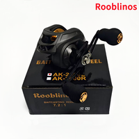 Rooblinos AK Series,7.2:1 Gear Ratio,2+1 Ball Bearing,18LB Max Drag,Baitcasting Reel,For Freshwater Saltwater
