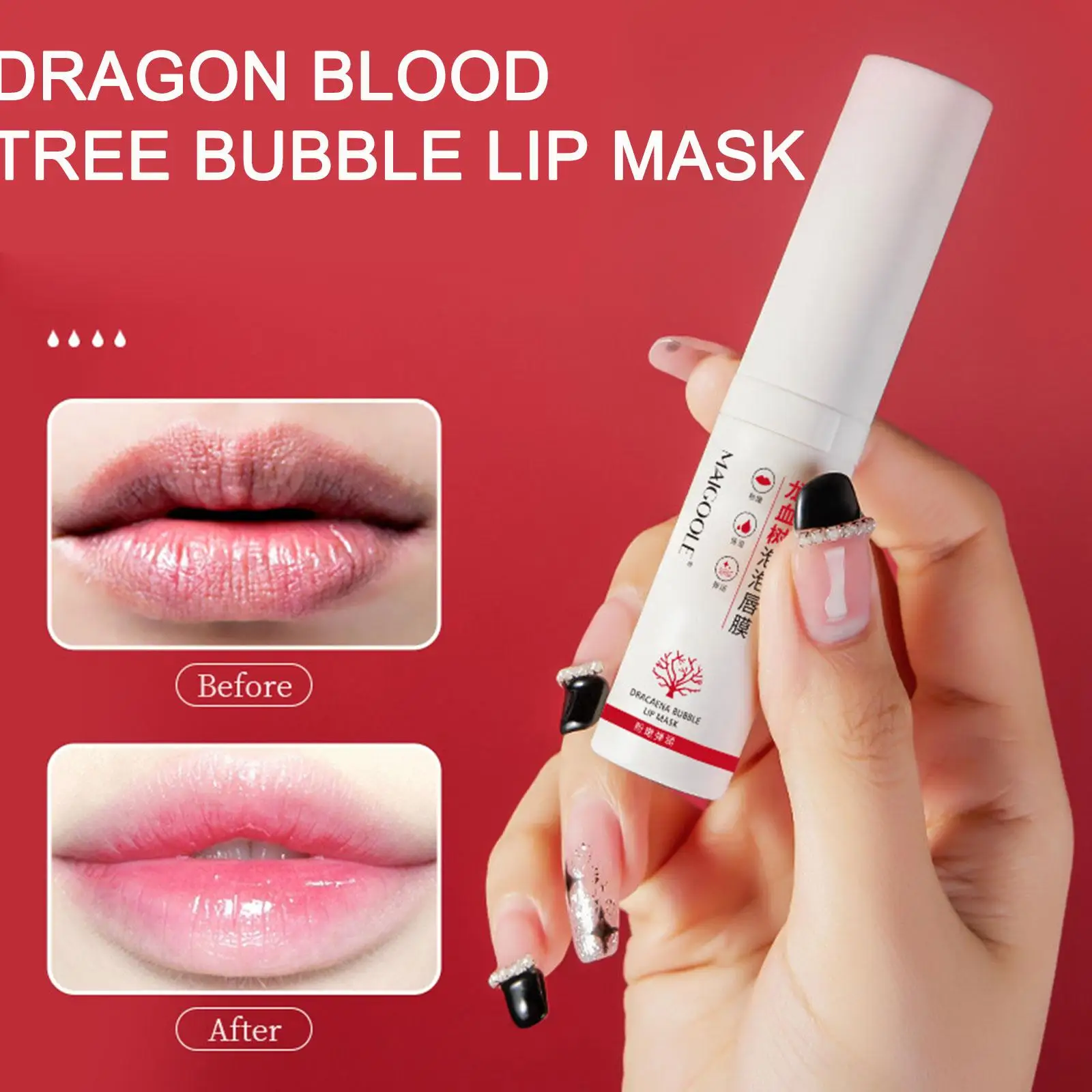 Dragon Blood Tree Bubble Lip Mask, Ilumina e pele morta, Cor Brilhante, Hidrata o Lábio, Linhas B7B5, 7,5g