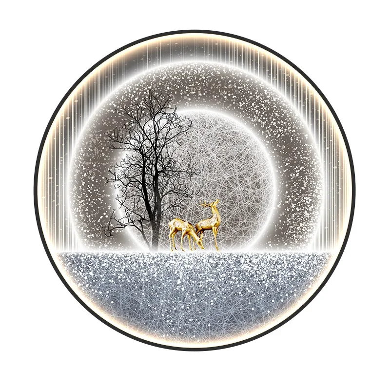 

Entrance decorative painting round lamp painting directly opposite the door wall hanging painting living room corridor wall