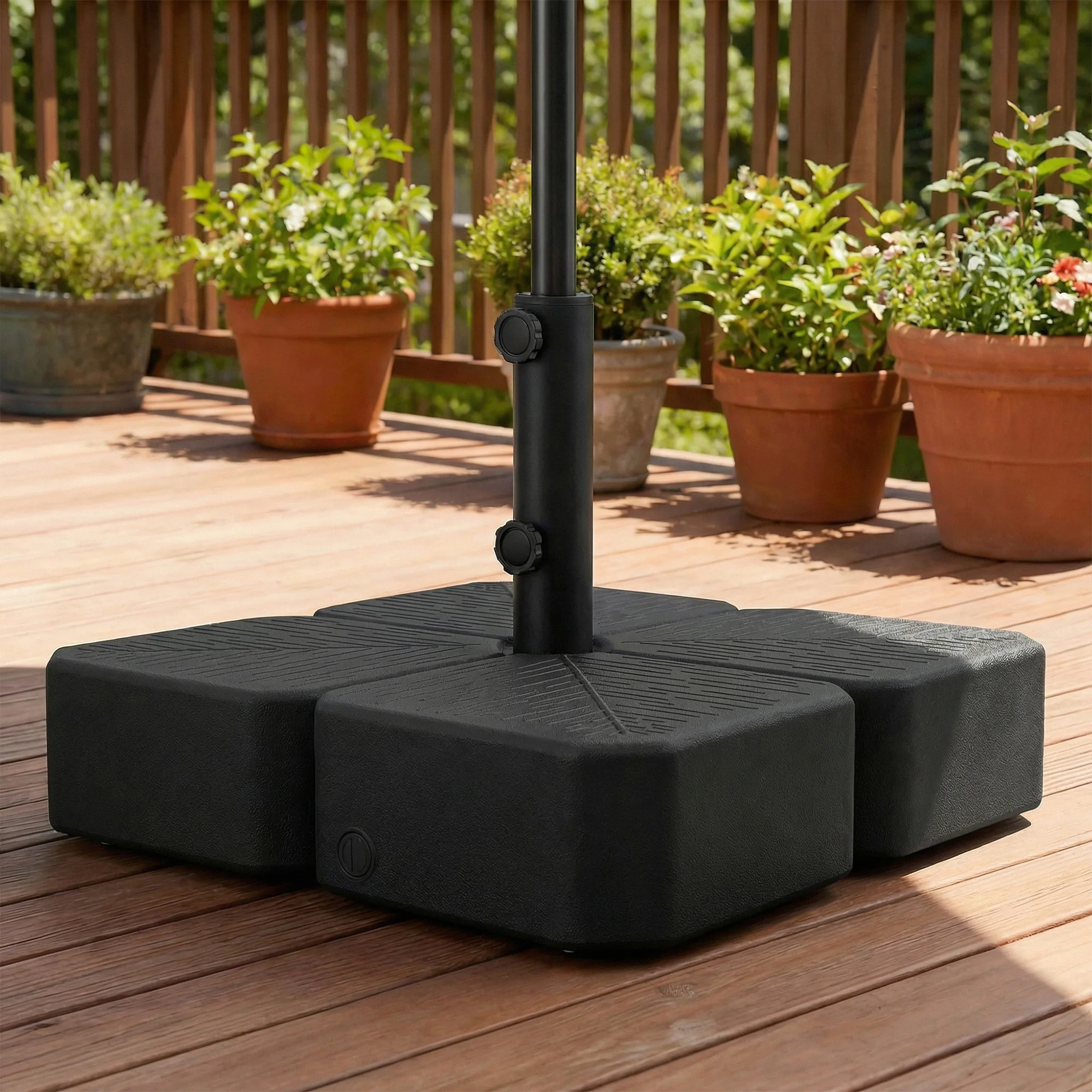 Patio Umbrella Base with Wheels Outdoor Umbrella Stand Holder for 1.5