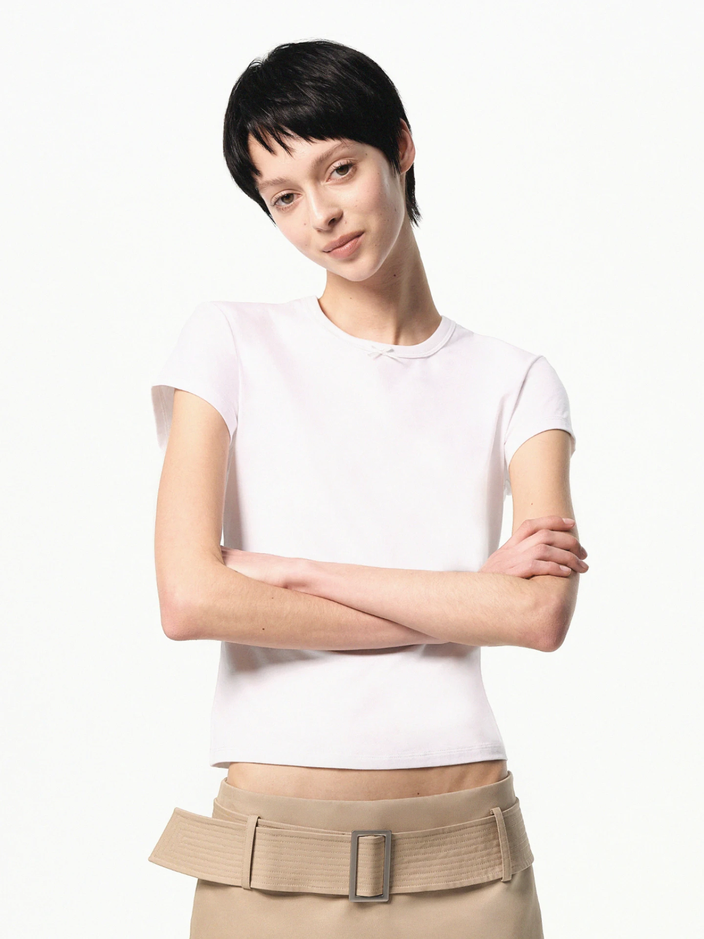 

Rarely Alike Cute Knot Short Sleeve T-Shirt Black Mint Green White Red Casual Style Standard Fit Cotton Blend Top