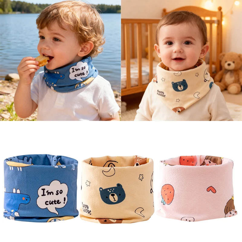 

Extra Thick Cartoon Print Baby Scarf Windproof Neck Shoulder Warmer for Girls Fashionable Children's Winter Accessory