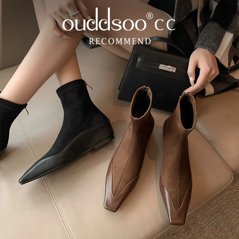 

Ods Fall Suqare Head Stretch Long Boots Knee High Women Fashion Shoes Botas Femininas Leather Thick Heel Zapatos Mujer Elegant42