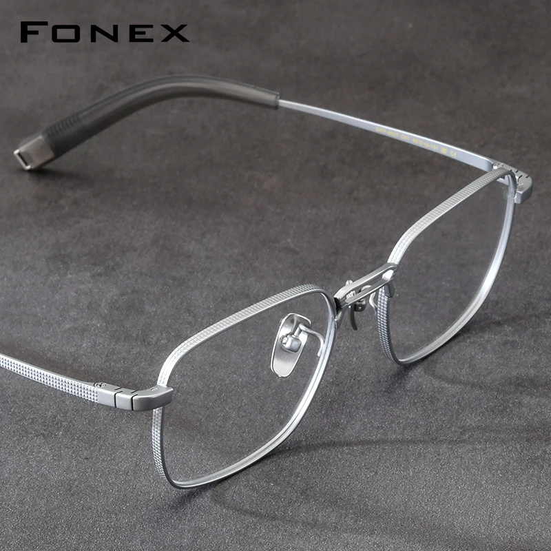 FONEX Titanium Eyeglasses Frame Men 2026 Brand Design Square Glasses Male High Quality Ultralight Japanese Custom Eyewear 8827
