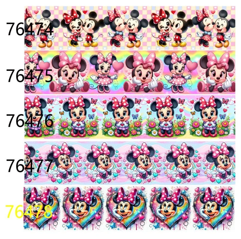 

Love Minnie Mickey Mouse Grosgrain Ribbon 5yards for Valentine's Day Hairbows Craft Materials DIY Accessories