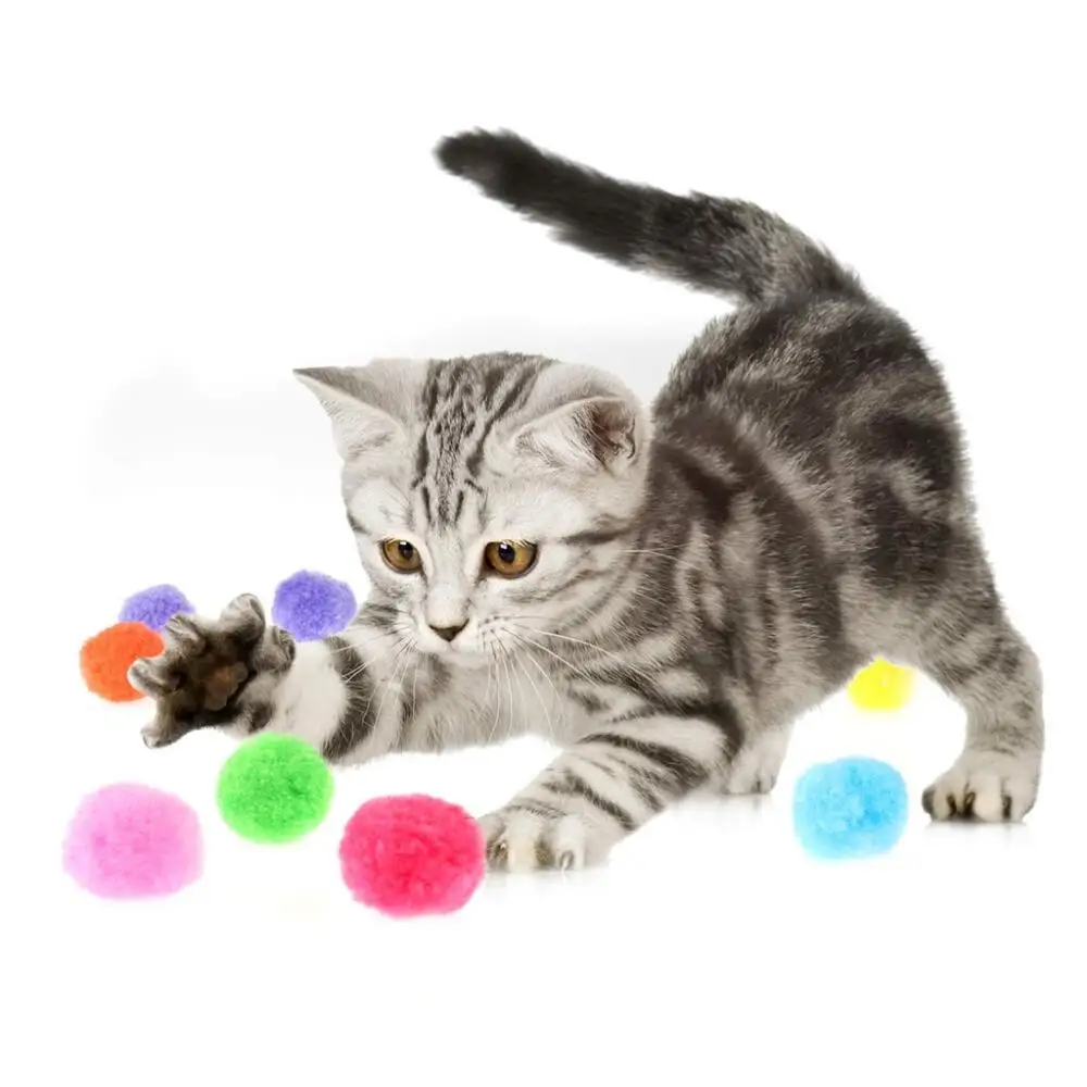 Noiseless Plush Cat Training Balls, 10Pcs Interactive Soft Ball Toys for Indoor Cats Entertainment Daily Play Pet Accessories