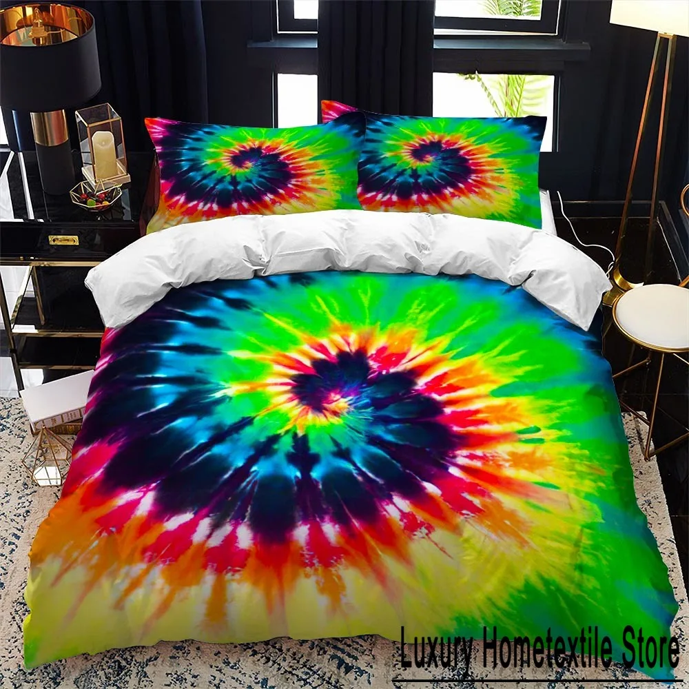 Color tie dyeing Double bed duvet cover set queen calico Twin size comforter bedding set Single complete set