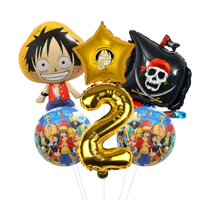 Jungen Anime Geburtstags-Ballonpaket One Piece Luffy Folienballon mit Konfetti Latex-Bündel für Heimparty – Detail 12