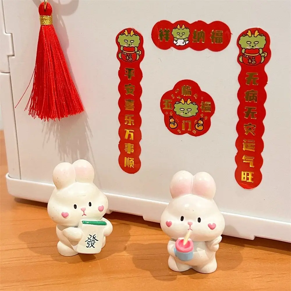 24Pcs/set Paper Coated Mini Couplet Sticker Chinese Style Cartoon Dragon Year Stickers Mini DIY Handbook Decorative Stickers